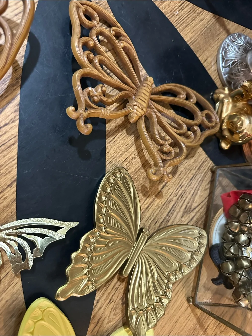 Vintage Decorative Butterfly Wall Accent Set - Brown/Gold - yellow - lot of 7